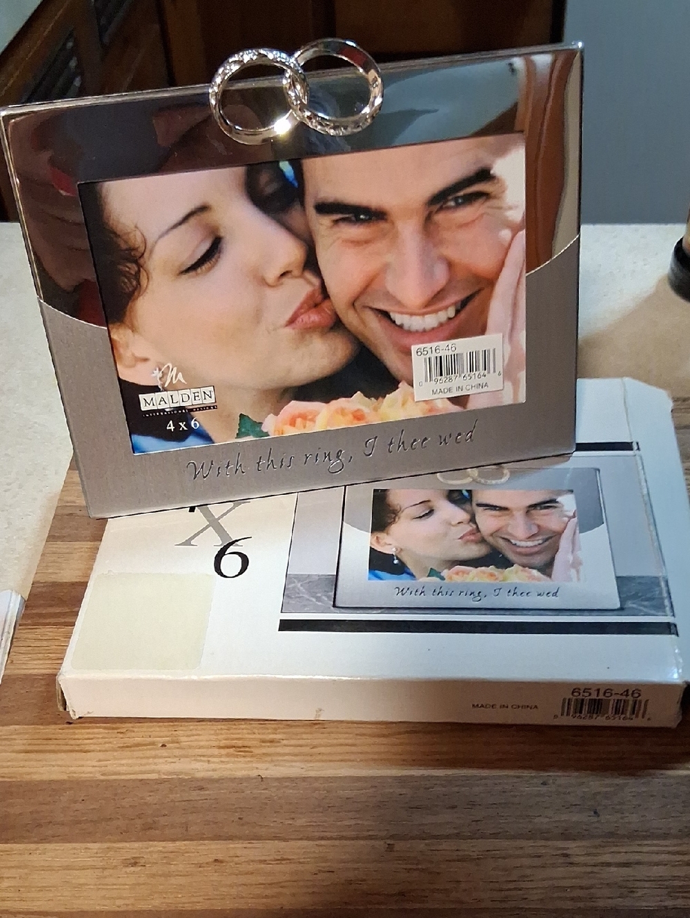 Malden Silver Wedding Photo Frame with Double Ring Accent